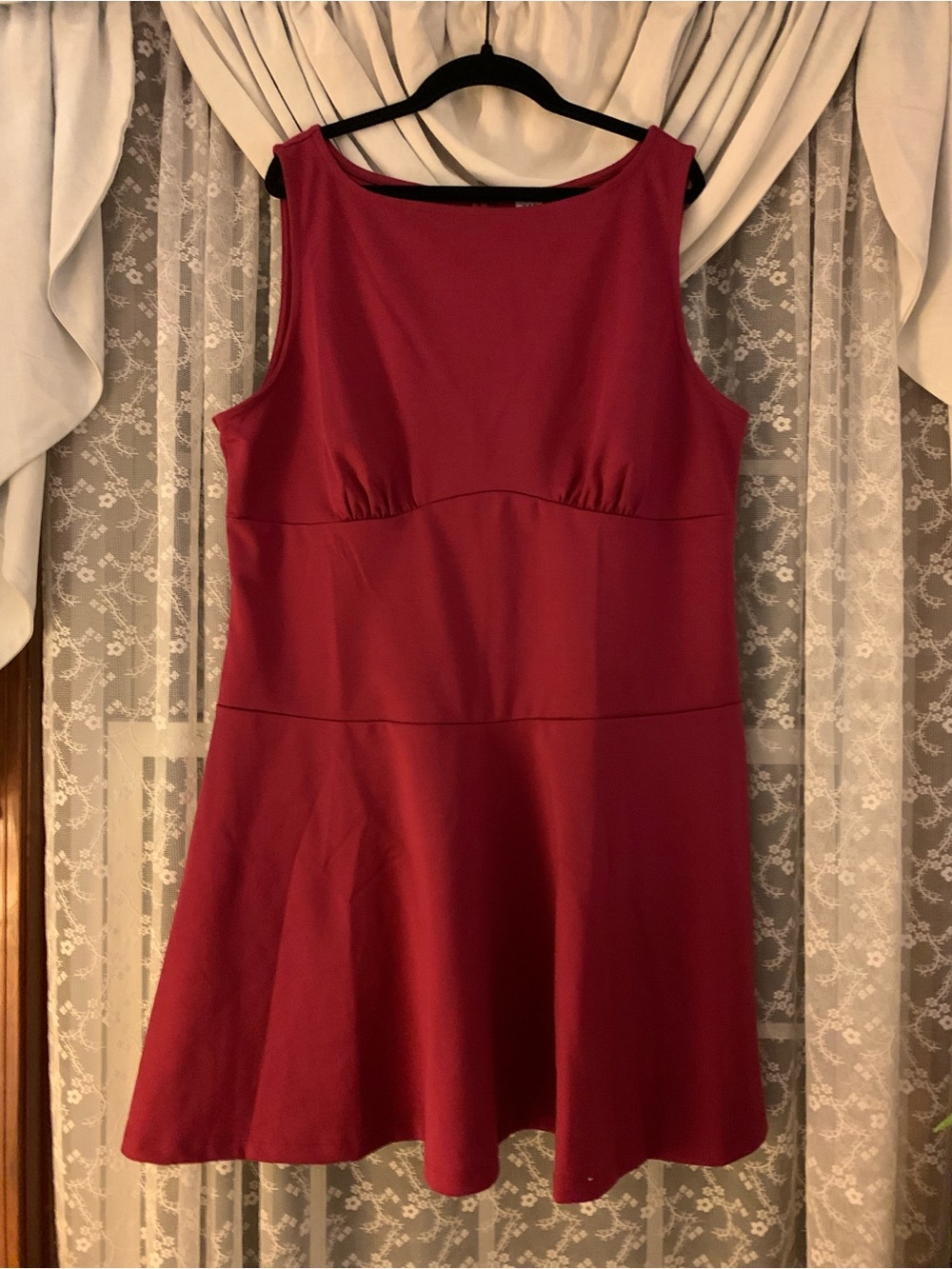 GAP Factory Sleeveless Flared Mini Dress in Wine Red